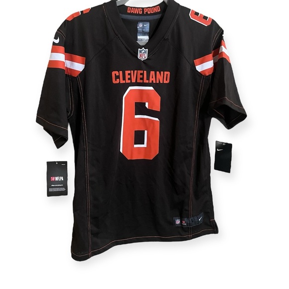 Nike NFL NWT Cleveland Mayfield #6 Brown Football Jersey Youth Large Women’s XS - Picture 1 of 3